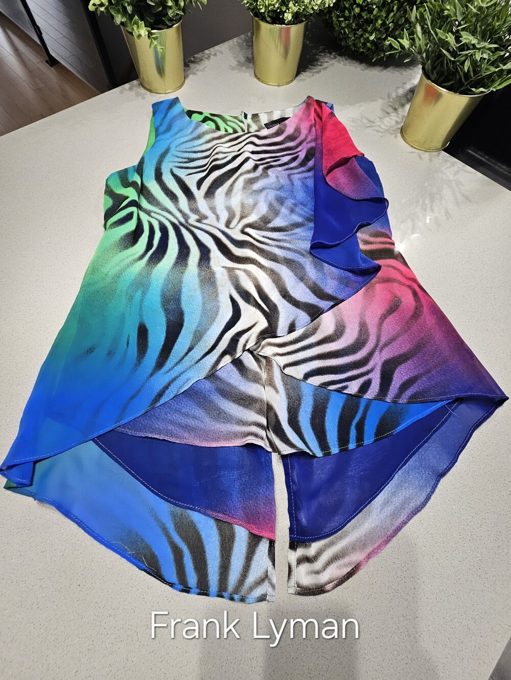 FRANK LYMAN Vibrant Haut Asymétrique Fluide – Motifs Zèbre & Colorés